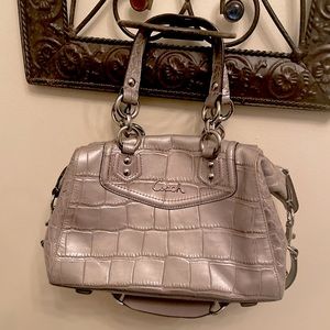Silver Leather Coach Handbag